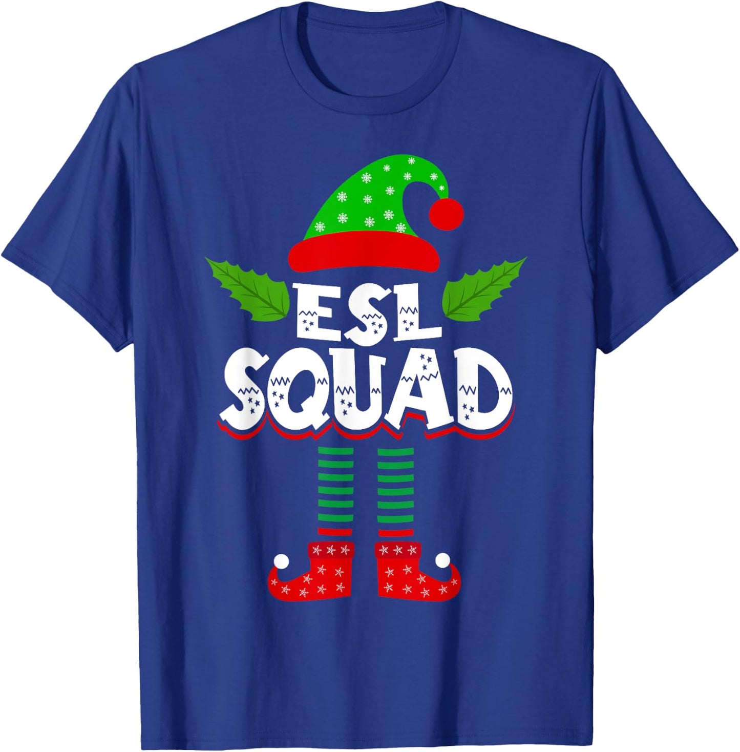 ESL ESOL Teacher Elf Team Group Christmas Matching T-Shirt - T-Shirt | Royal