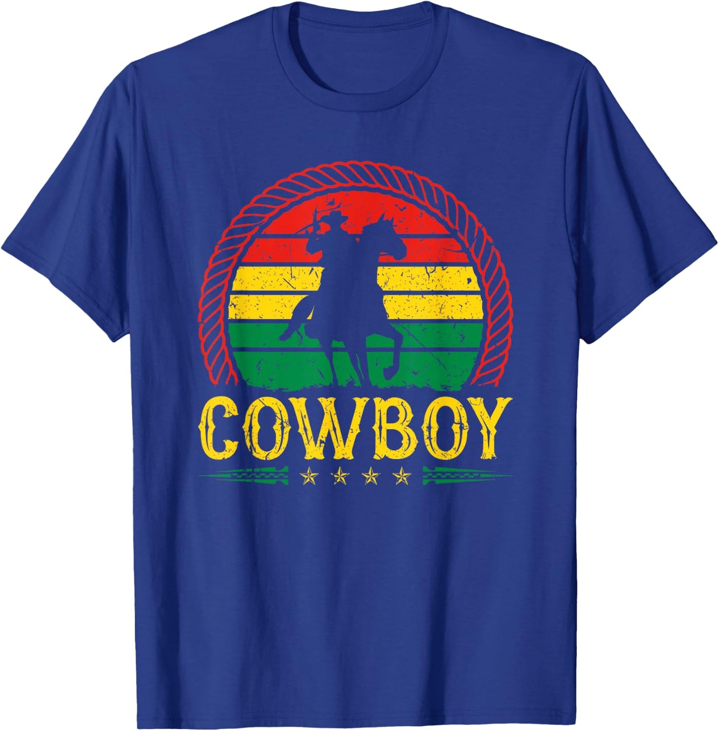 African American Countryboy Retro Sunset Cowboy Graphic T-Shirt - T-Shirt | Royal