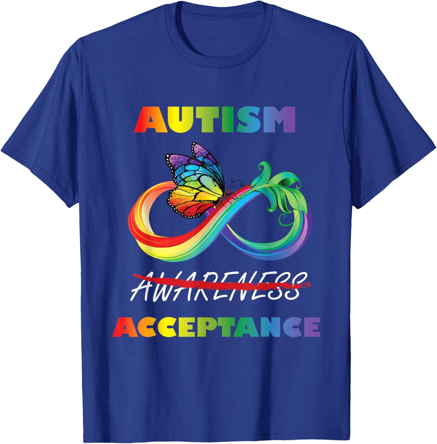 Autism - Red Instead Infinity - Acceptance Butterfly T-Shirt - T-Shirt | Royal