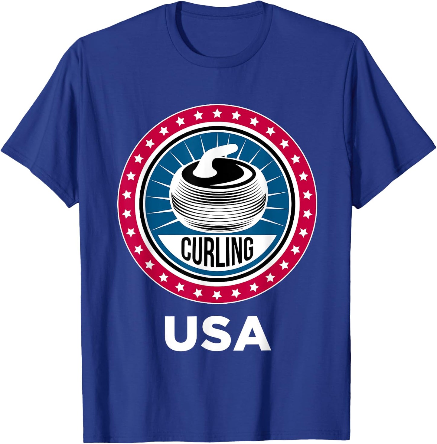 Curling USA Support the Team USA Flag Curl Clean T-Shirt - T-Shirt | Royal