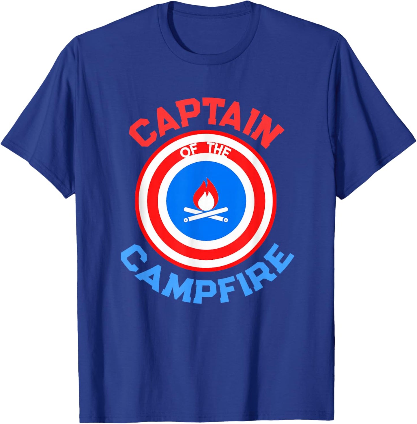 Camping King CAPTAIN of the CAMPFIRE Hiking Outdoor Hero T-Shirt - T-Shirt | Royal