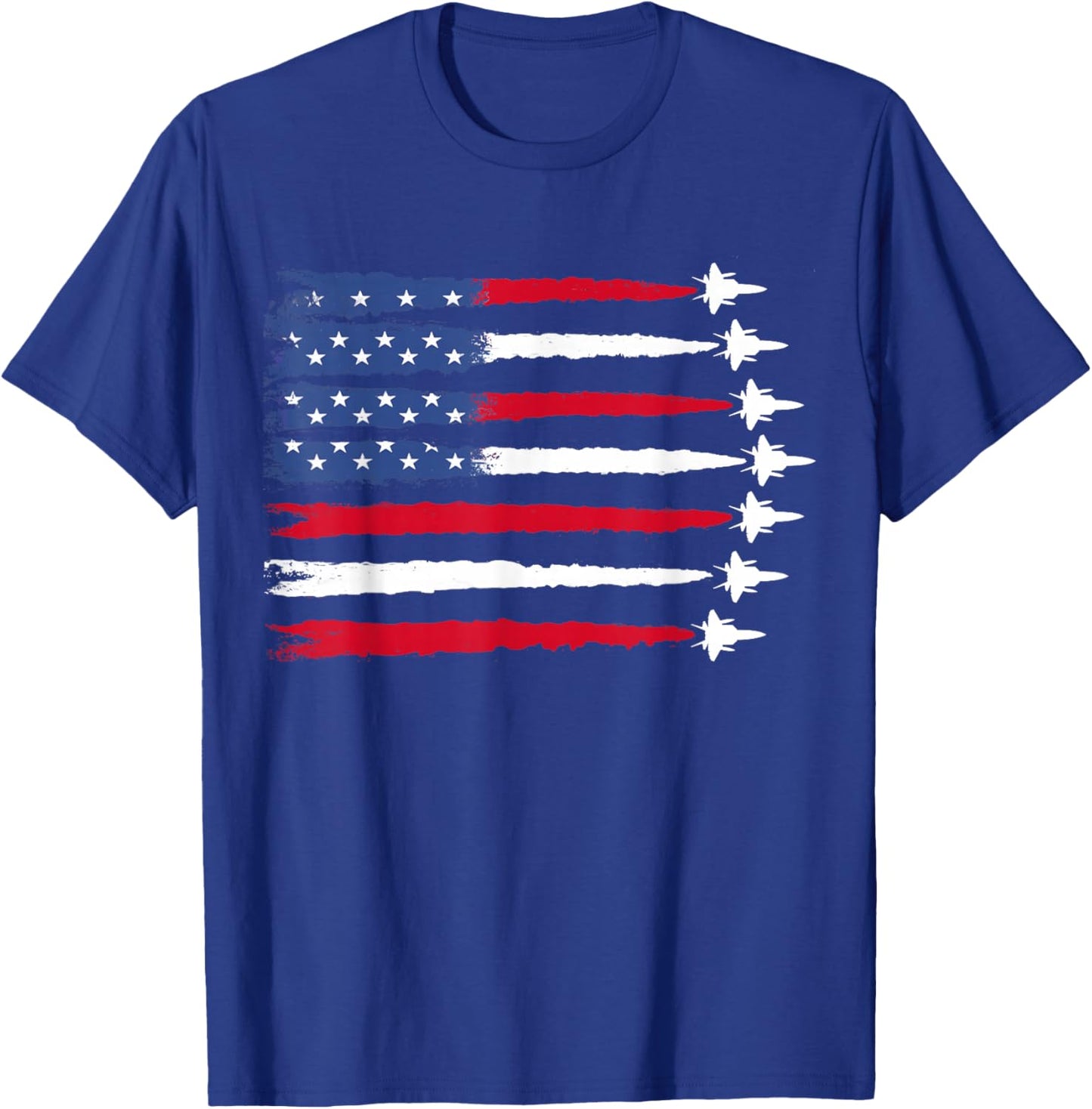 Patriotic Red White Blue USA Flag Fighter Jets 4th of July T-Shirt - T-Shirt | Royal