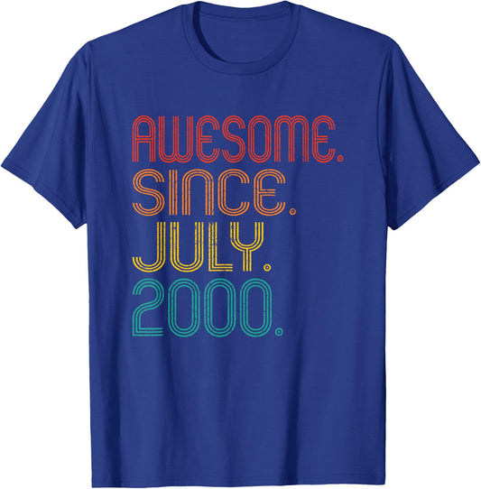 Awesome Since July 2000 Anniversary Birthday 2000 Vintage T-Shirt - T-Shirt | Royal