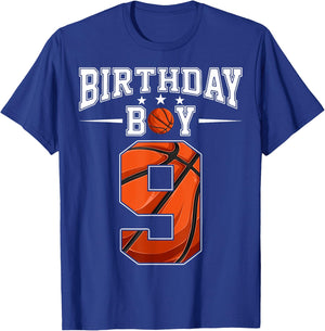 9th Birthday Boy Nine 9 Years Old Basketball Players Team T-Shirt - T-Shirt | Royal