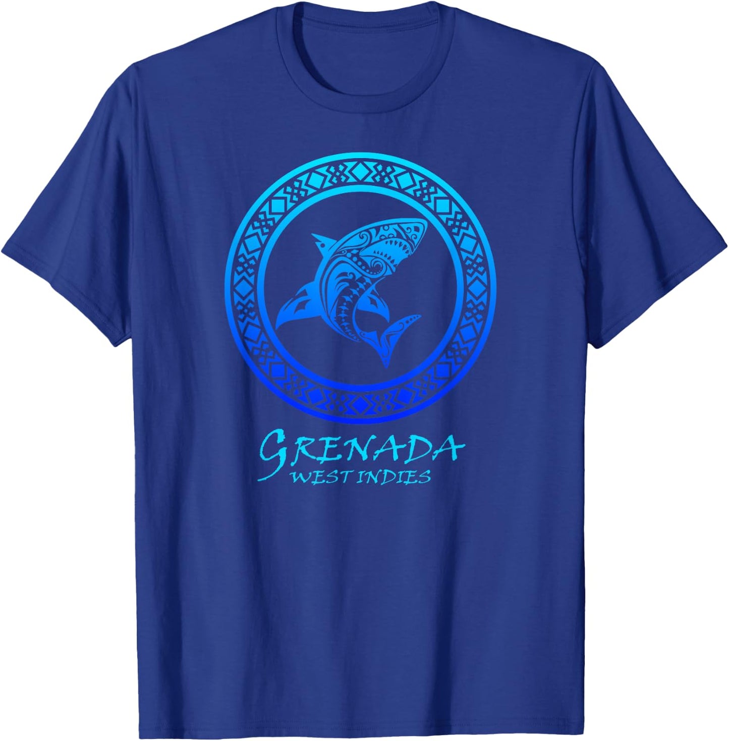 Grenada, West Indies Vintage Tribal Shark Vacation T-Shirt - T-Shirt | Royal