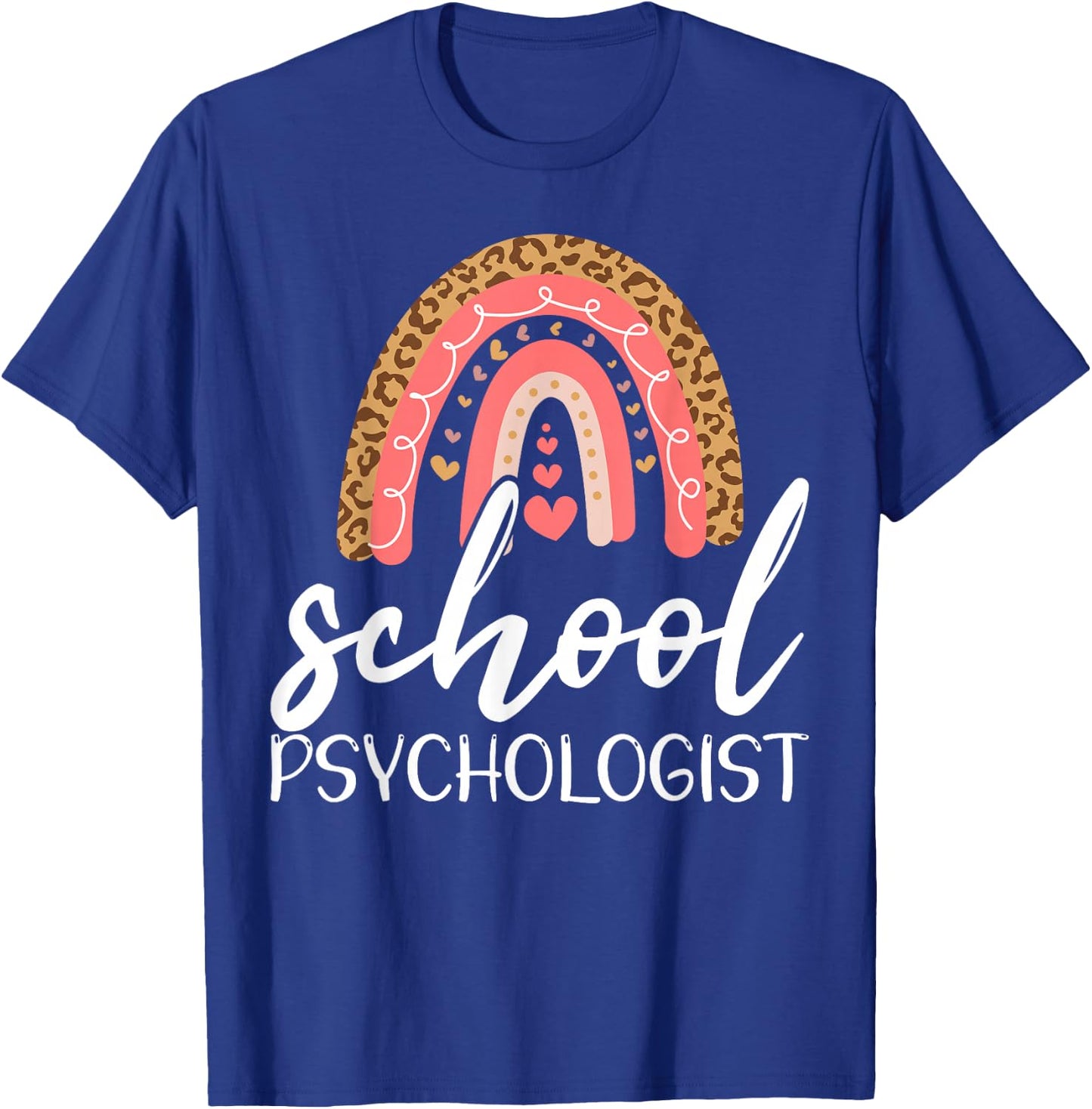 Leopard Boho Rainbow Back To School Psychologist Apparel T-Shirt - T-Shirt | Royal