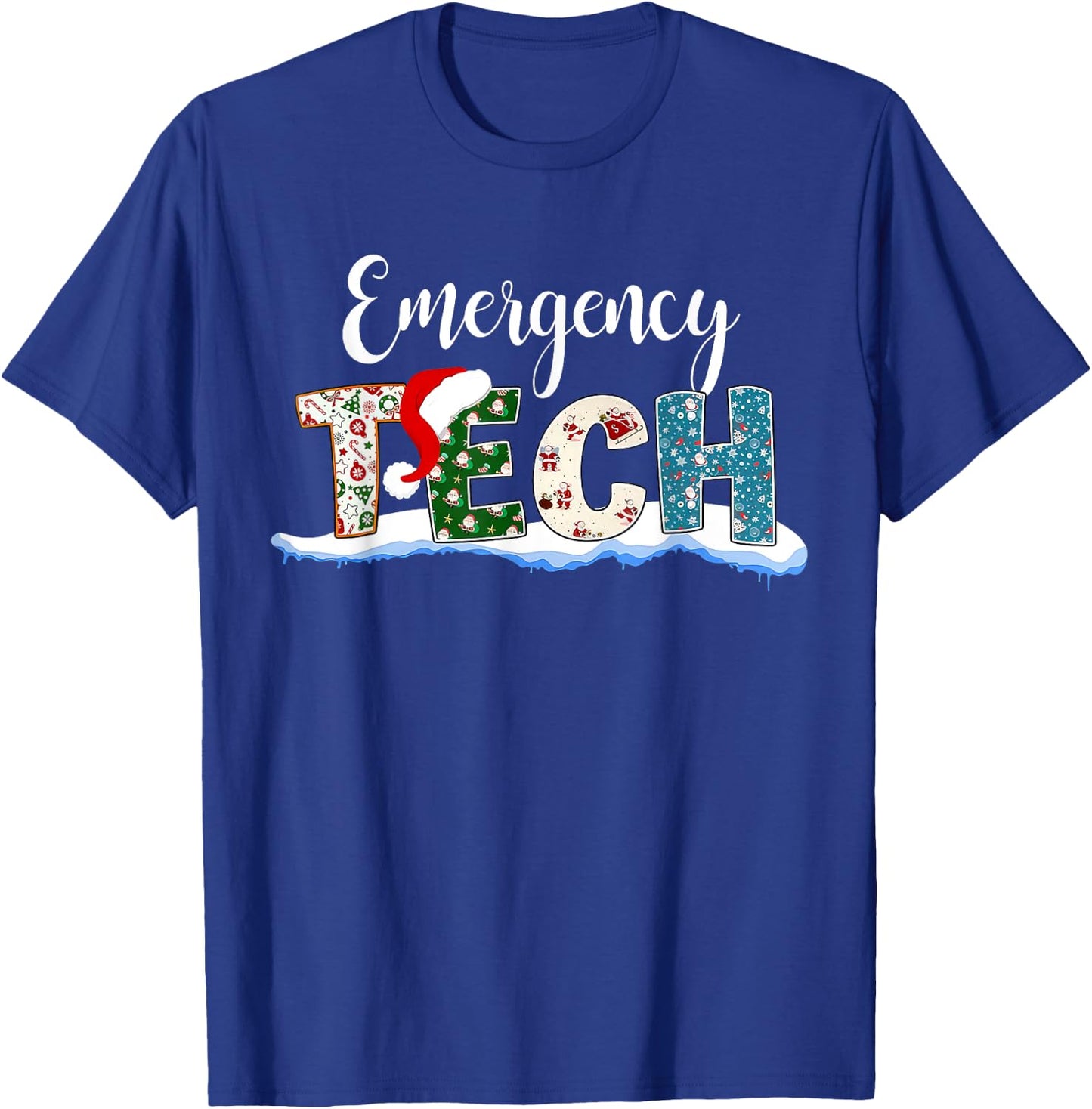 Emergency Tech Santa Hat ER Tech Emergency Room Christmas T-Shirt - T-Shirt | Royal