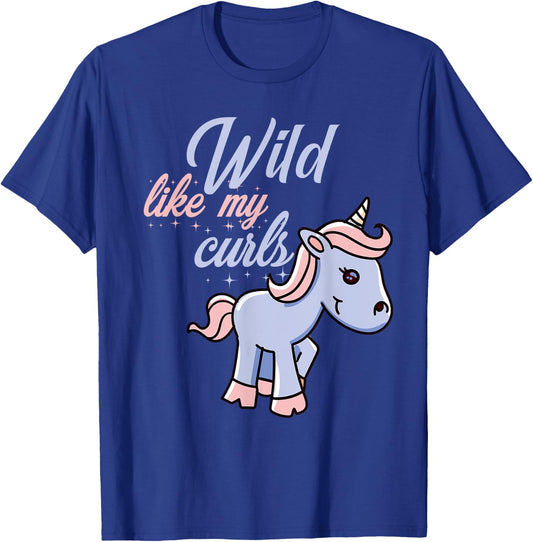 Wild Like My Curls Toddler Cute Unicorn Curly Haired T-Shirt - T-Shirt | Royal