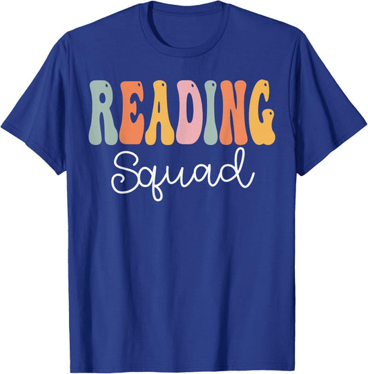 Reading Squad Groovy Women Appreciation Day Back To School T-Shirt - T-Shirt | Royal