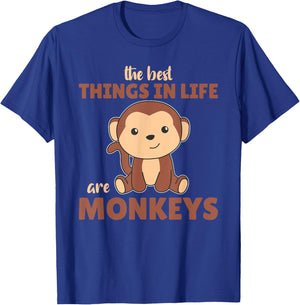The Best Things In Life Are Monkeys - Cute Monkey T-Shirt - T-Shirt | Royal