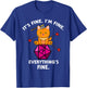 It's Fine RPG Gamer Cat D20 Dice Fail Funny Nerdy Geek T-Shirt - T-Shirt | Royal