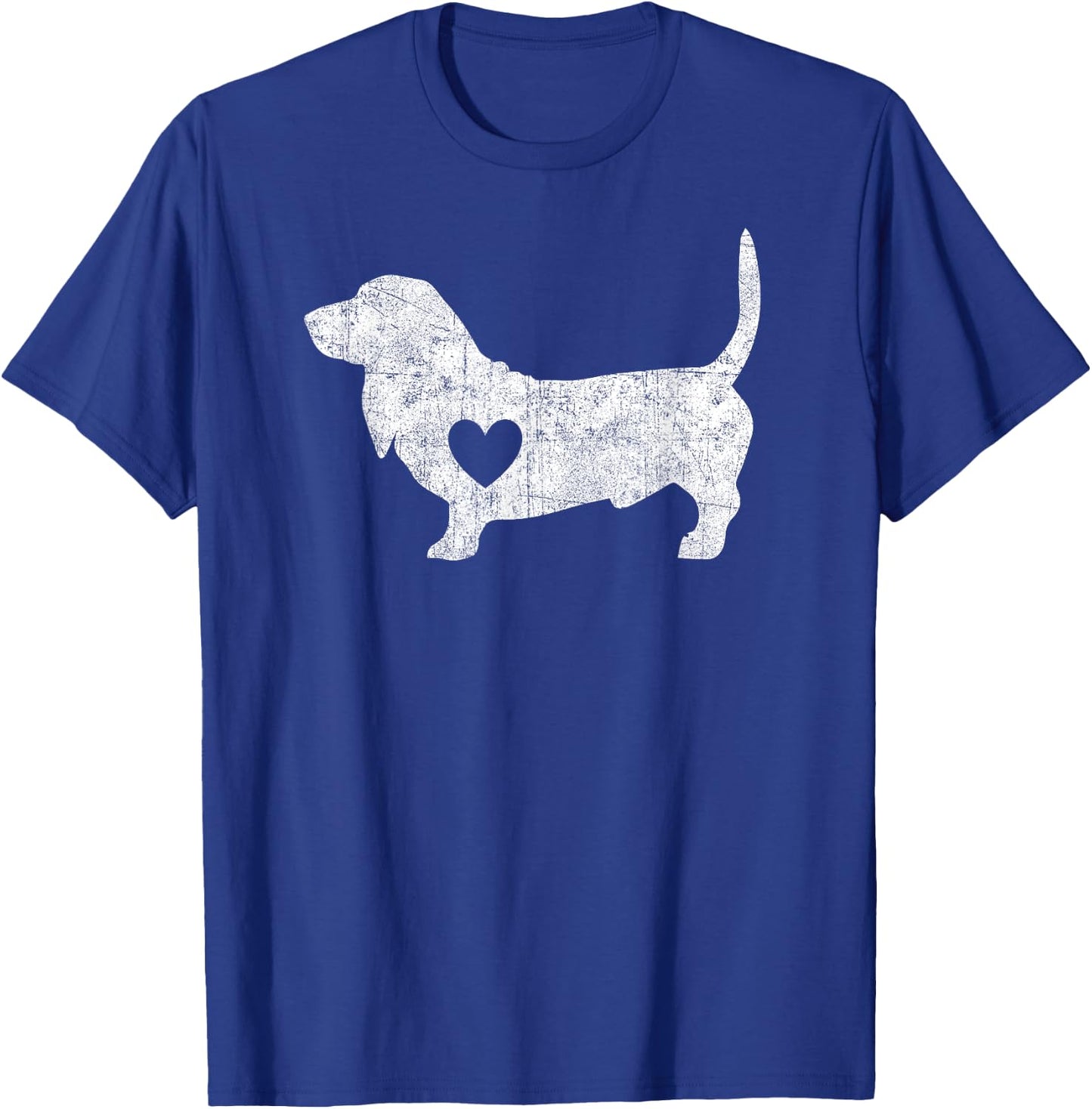 Vintage Basset Hound Heart Silhouette Dog Puppy T-Shirt - T-Shirt | Royal