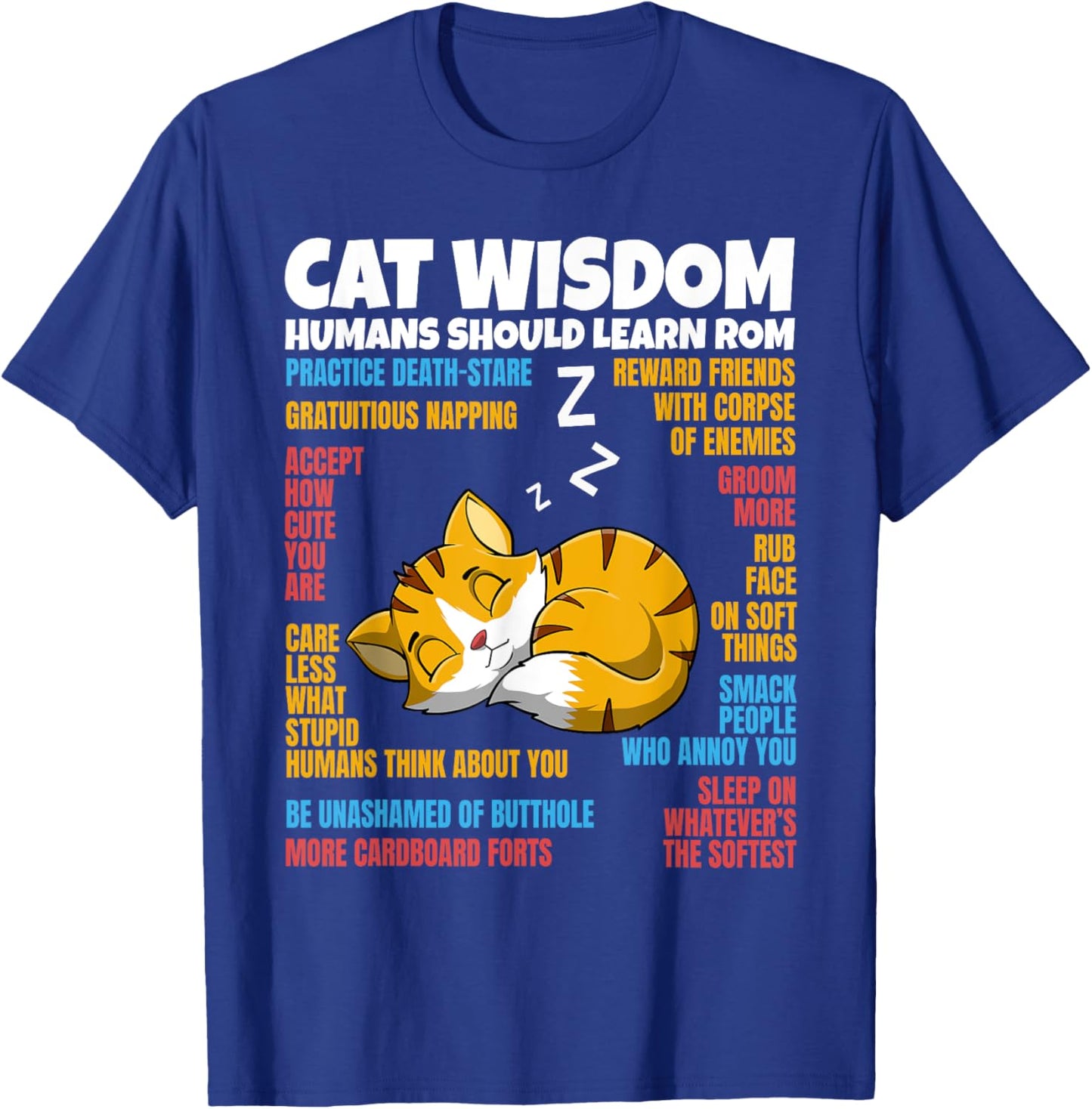 Sleeping Cat Kitten Cute Wisdom Animal Lover Pet Owner T-Shirt - T-Shirt | Royal