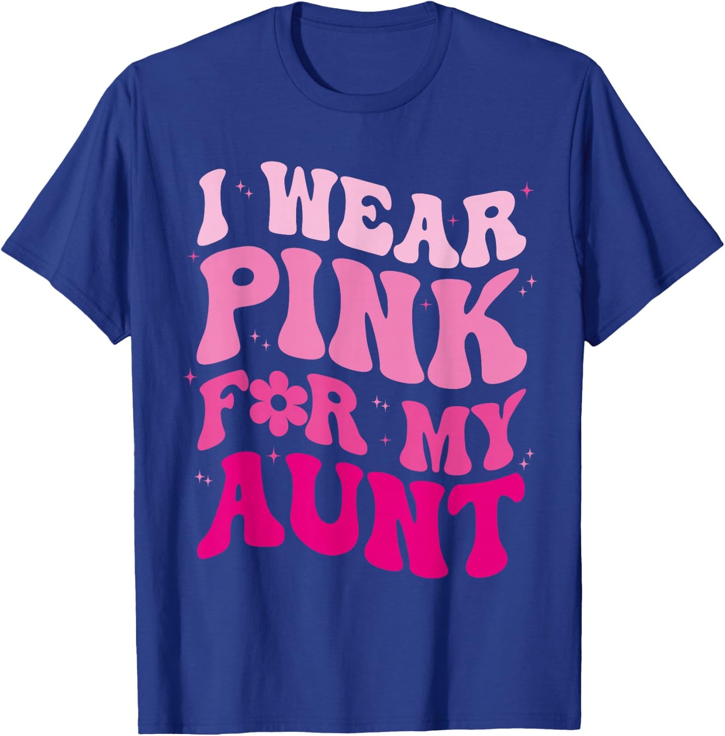 I Wear Pink for my Aunt Groovy Breast Cancer Women Kid Youth T-Shirt - T-Shirt | Royal