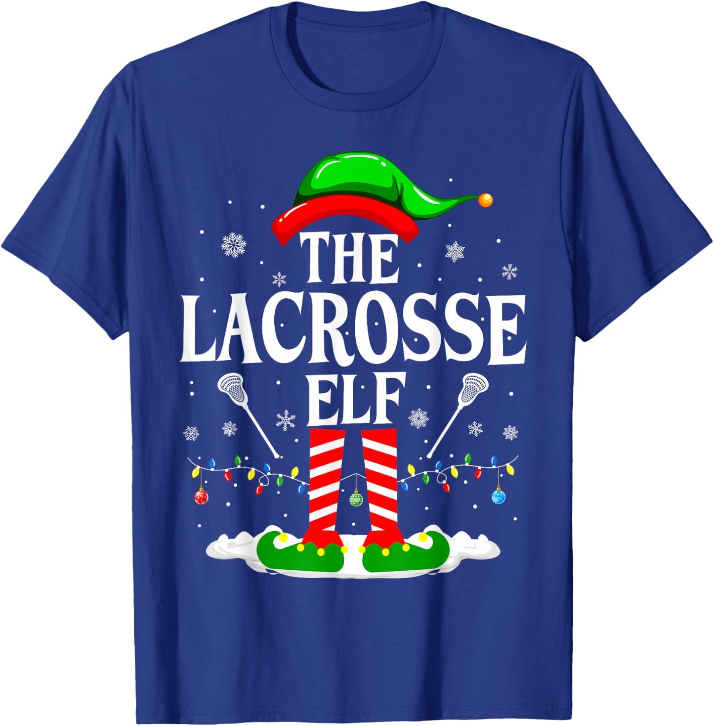The Lacrosse Elf Funny Matching Xmas Lacrosse Christmas Lax T-Shirt - T-Shirt | Royal