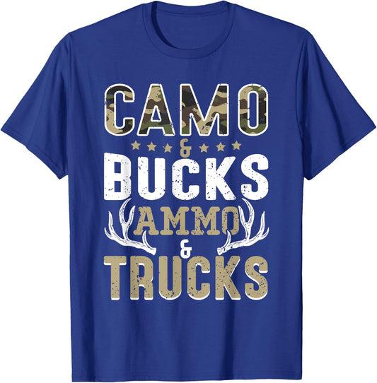 Deer Hunting Women Camo And Bucks Ammo And Trucks T-Shirt - T-Shirt | Royal