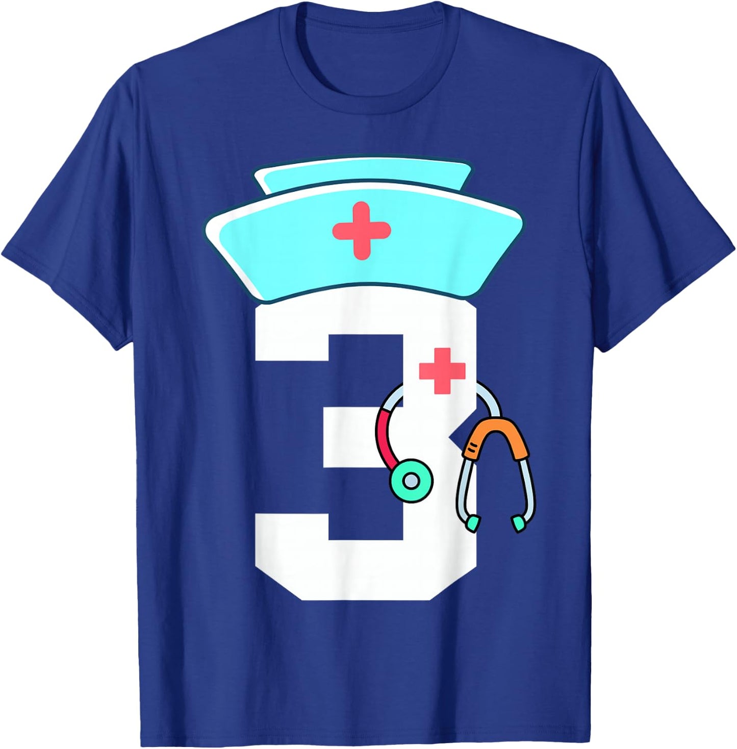 Toddler 3rd Birthday Nurse Doctor Themed Girl Kid 3 Year Old T-Shirt - T-Shirt | Royal
