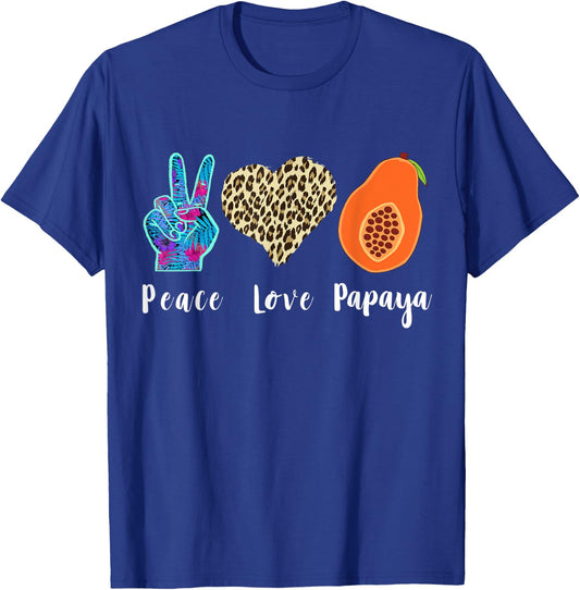 Papaya Love Peace Leopard Heart Fruit Lover Summer Fruit Women Kids T-Shirt - T-Shirt | Royal