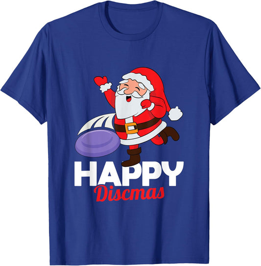 Happy Discmas Ultimate Frisbee Santa Christmas Disc Golf T-Shirt - T-Shirt | Royal