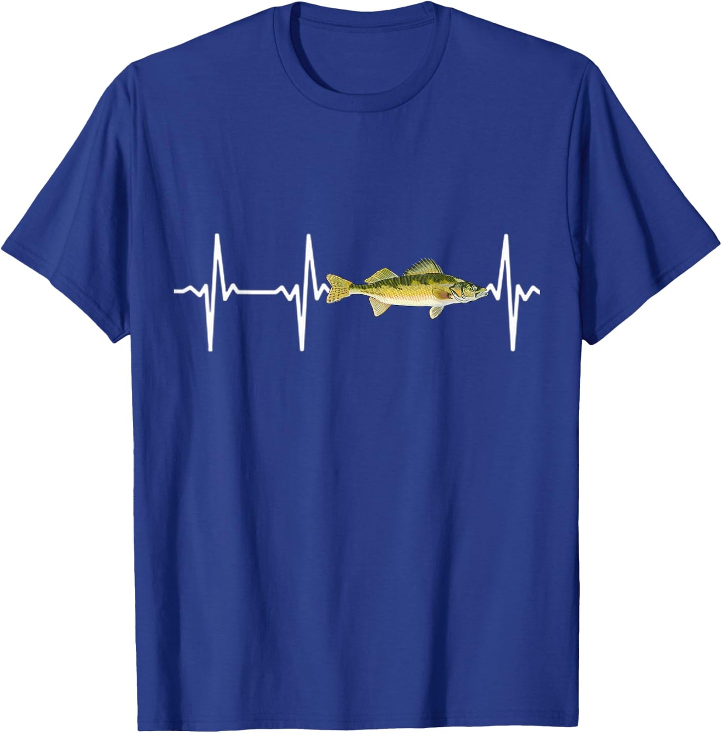 Walleye Heartbeat for Freshwater Fish Fishing Lovers T-Shirt - T-Shirt | Royal