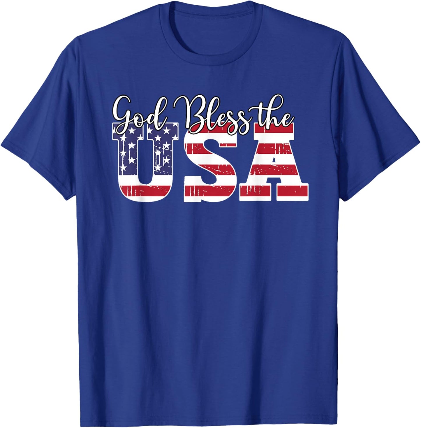 God Bless The USA US Flag Patriotic 4th of July America T-Shirt - T-Shirt | Royal