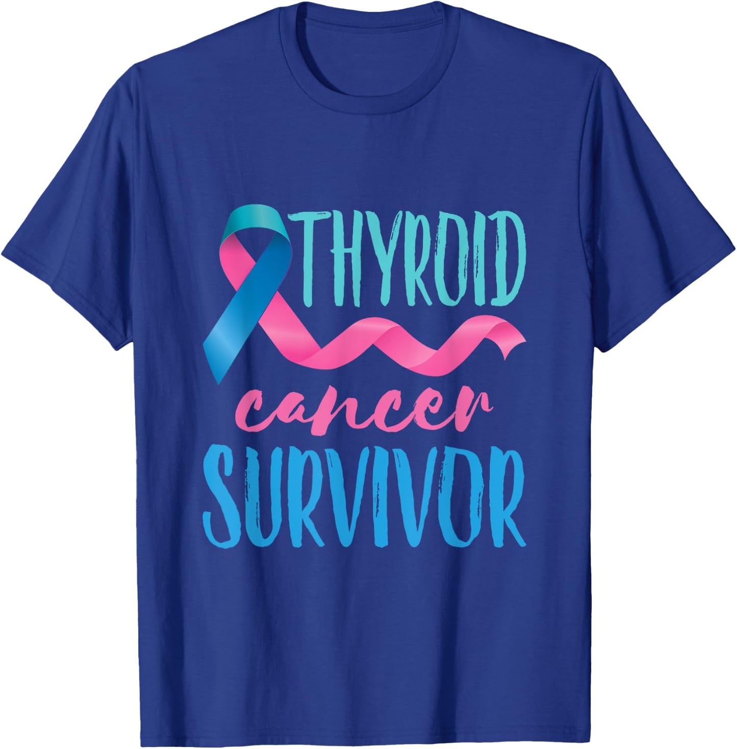 Thyroid Cancer Survivor Awareness Products Ribbon T-Shirt - T-Shirt | Royal