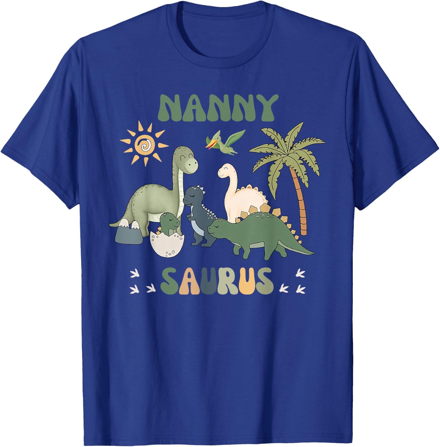 Nannysaurus T Rex Dinosaur Nanny Saurus Family Matching T-Shirt - T-Shirt | Royal
