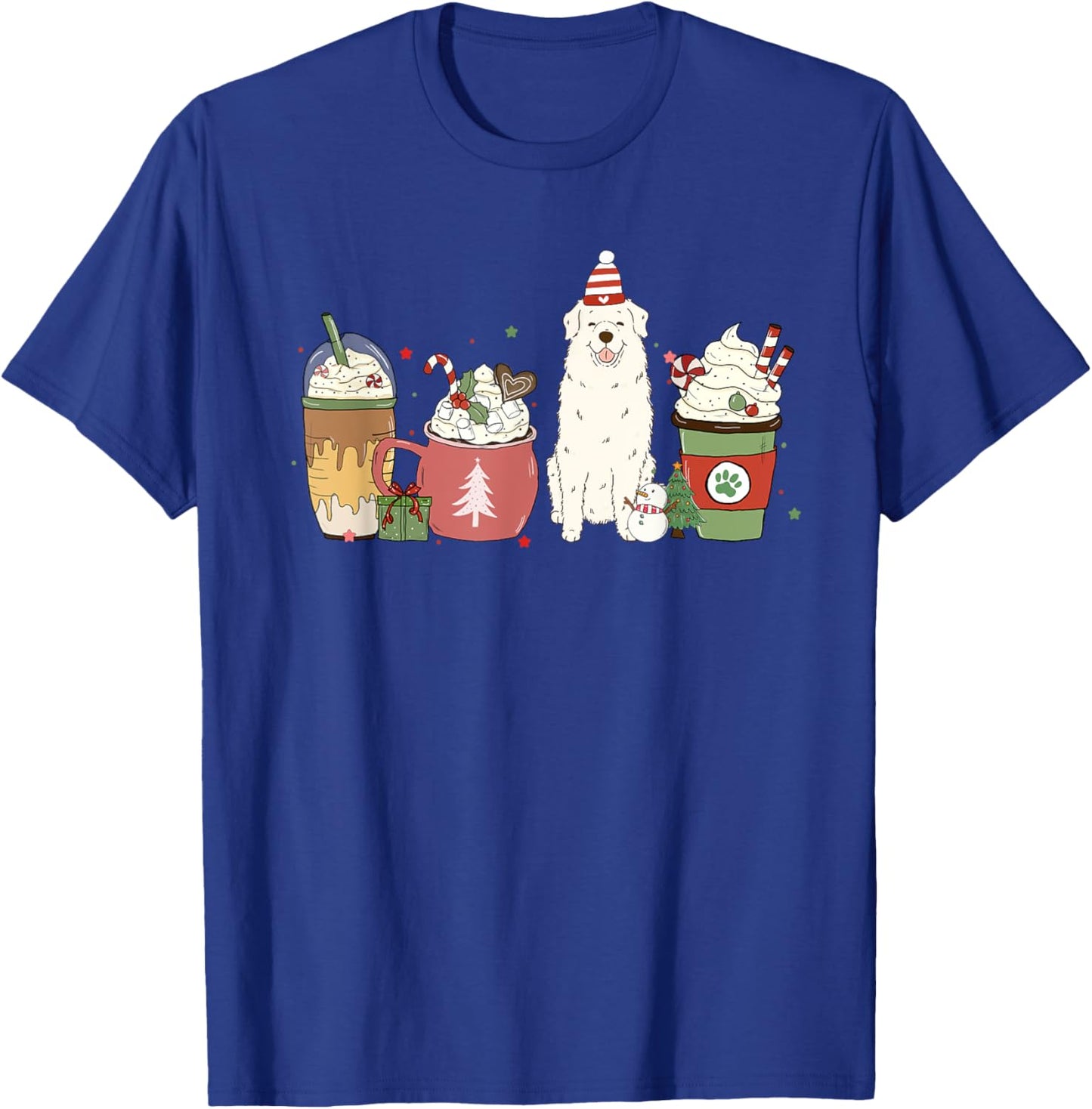 Great Pyrenees Coffee Latte Winter Christmas Dog Mom Holiday T-Shirt - T-Shirt | Royal
