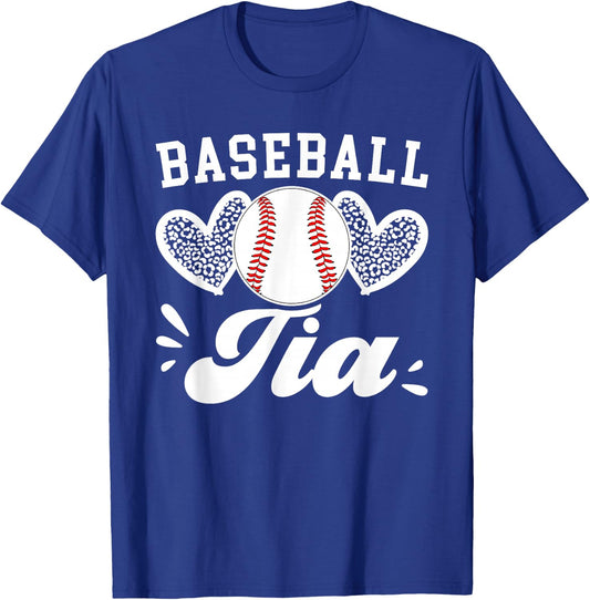Baseball Tia Hearts Aunt Tia Of A Baseball Player Tia T-Shirt - T-Shirt | Royal