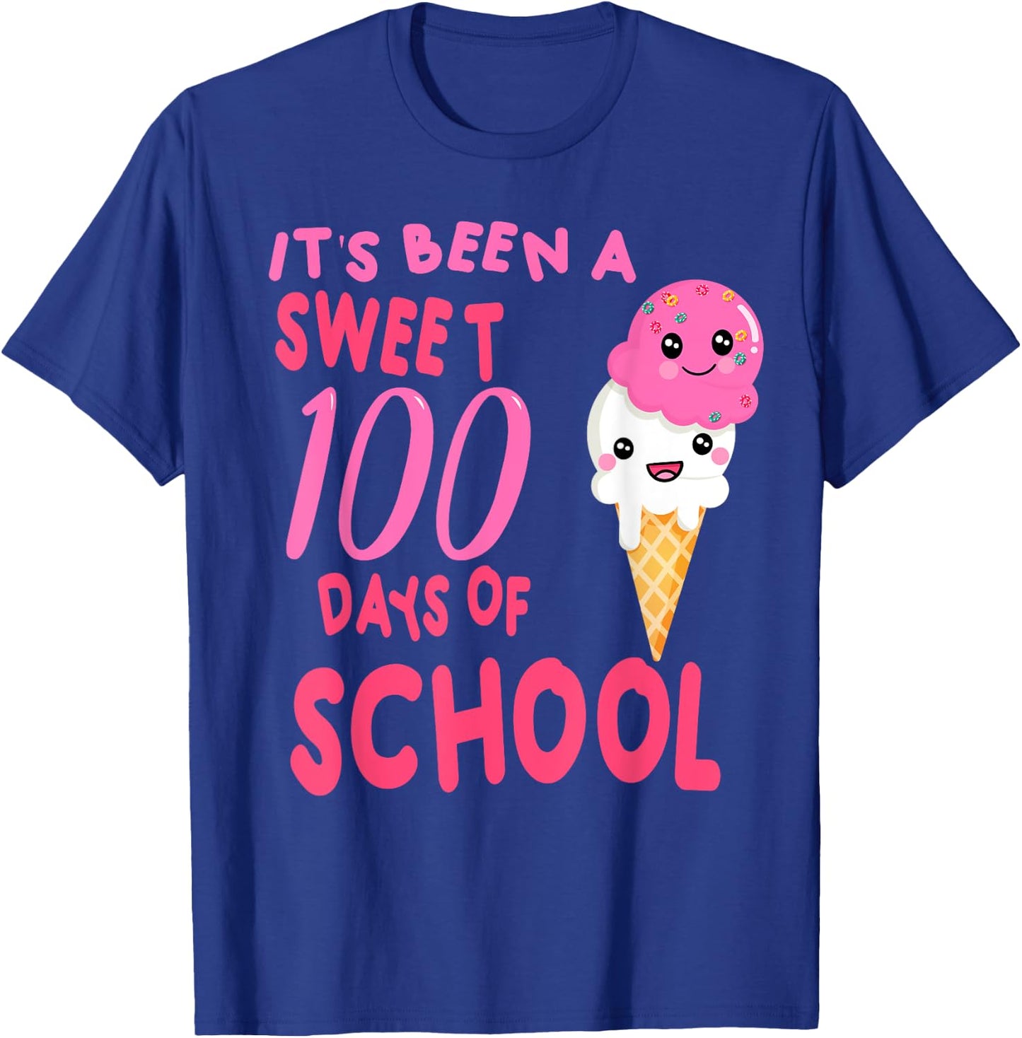 Ice Cream Cone 100 Days Of School Teacher T-Shirt - T-Shirt | Royal