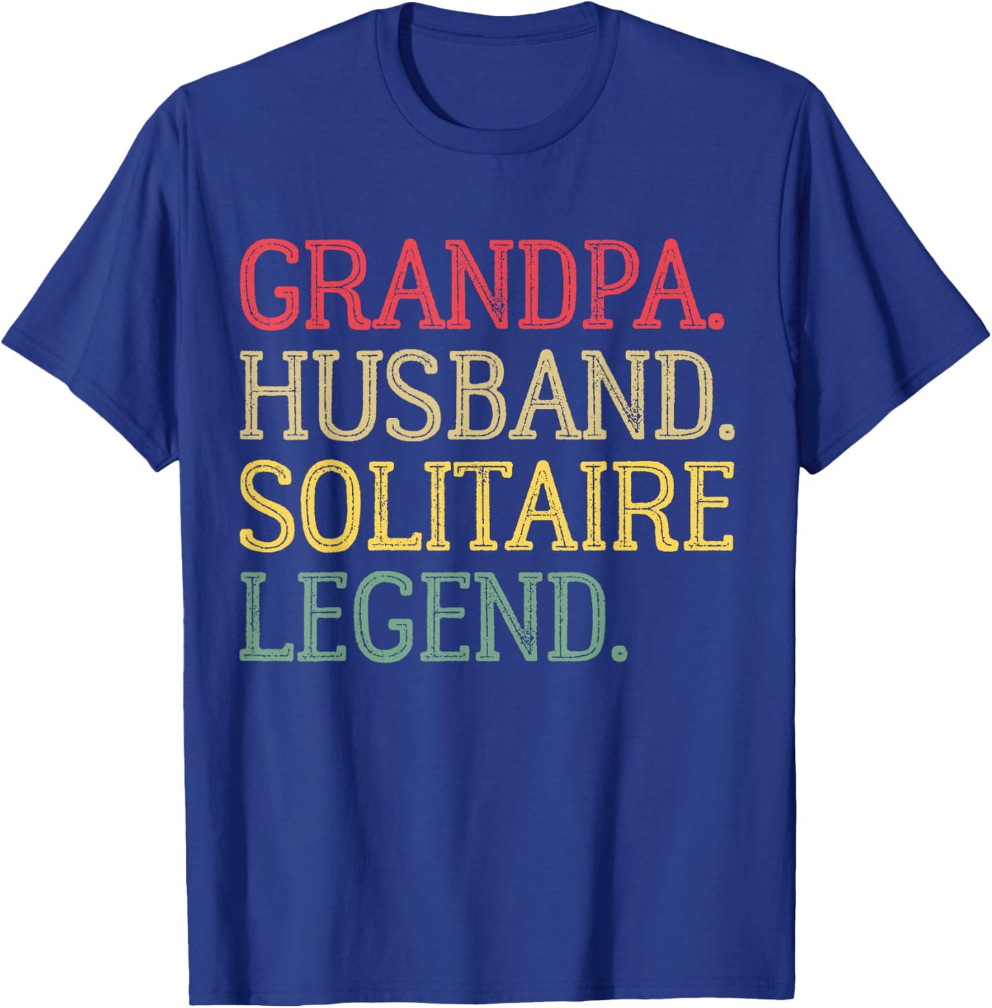 Grandpa Husband Solitaire Legend Vintage Solitaire Game T-Shirt - T-Shirt | Royal