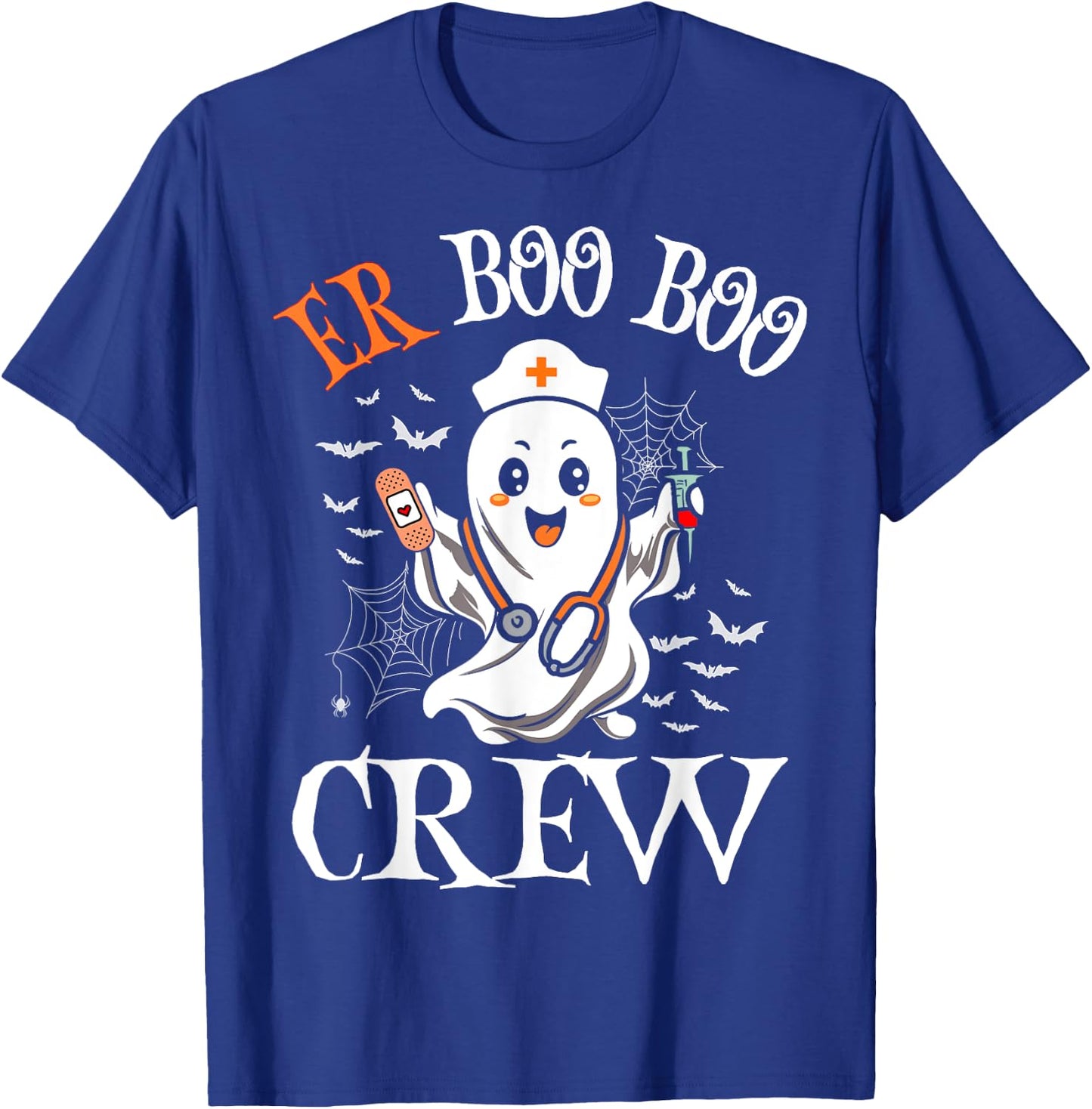 ER Nurse Boo Crew Vintage Halloween Emergency Room Nurse T-Shirt - T-Shirt | Royal