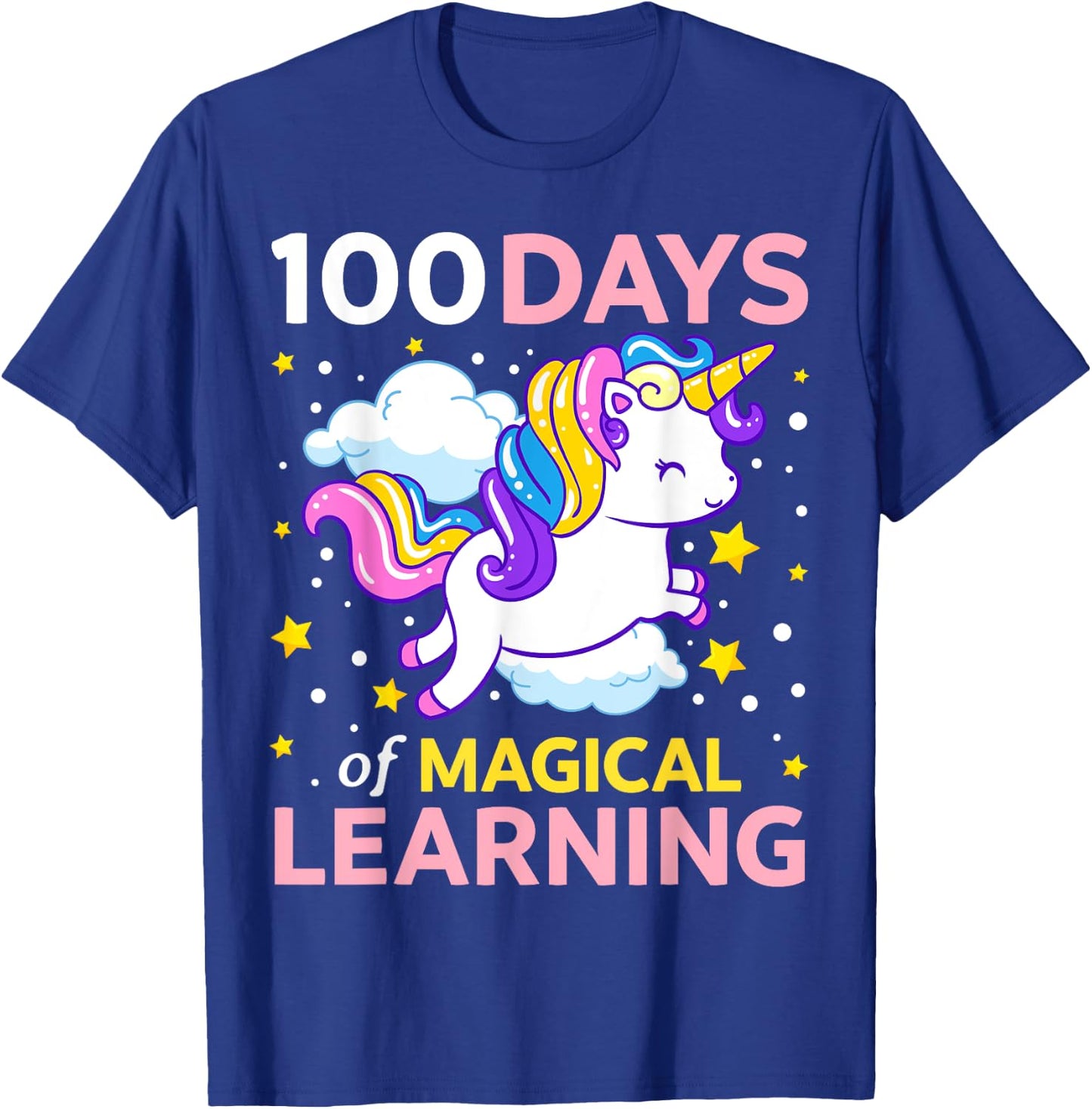 100th Day of School Unicorn Girls 100 Days of Kindergarten T-Shirt - T-Shirt | Royal
