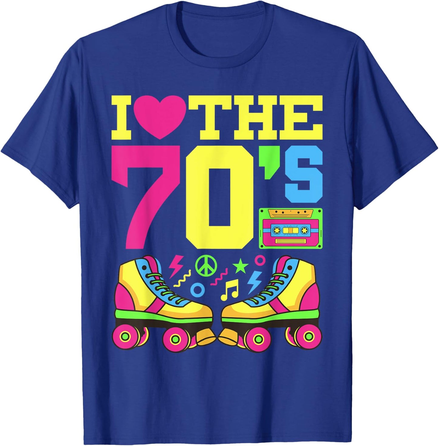 Heart 70s 1970s Fashion Theme Party Outfit Seventies Costume T-Shirt - T-Shirt | Royal