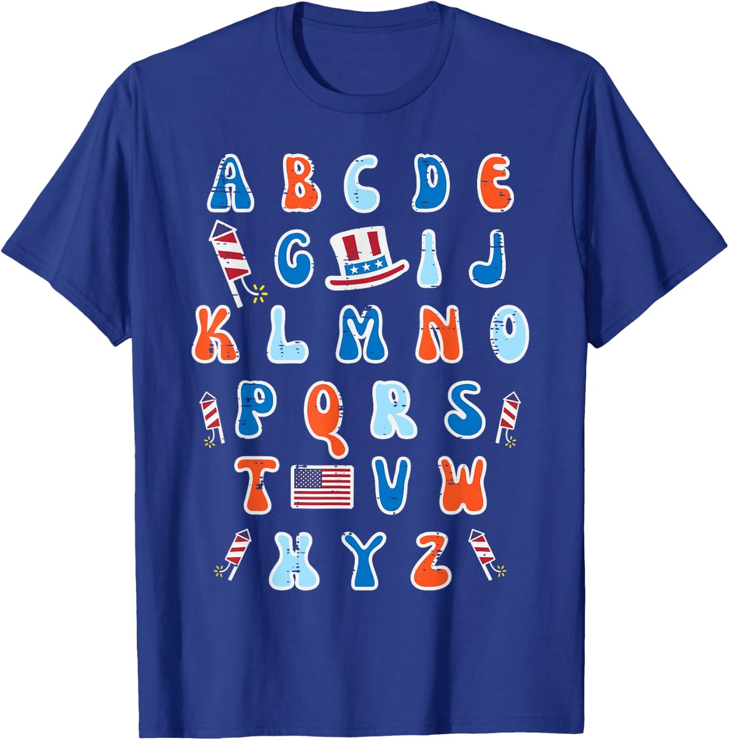 4th Of July Abc Alphabet Patriotic Preschool Teacher Women T-Shirt - T-Shirt | Royal
