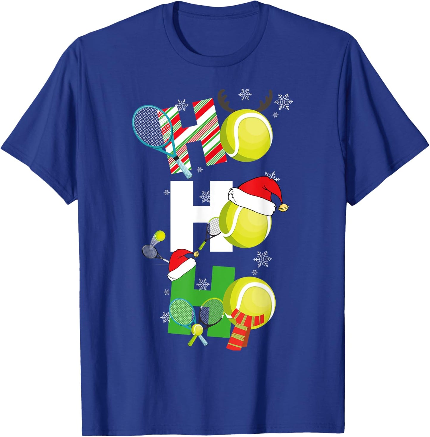 Funny Christmas Tennis Pajamas Player Matching Racket Xmas T-Shirt - T-Shirt | Royal