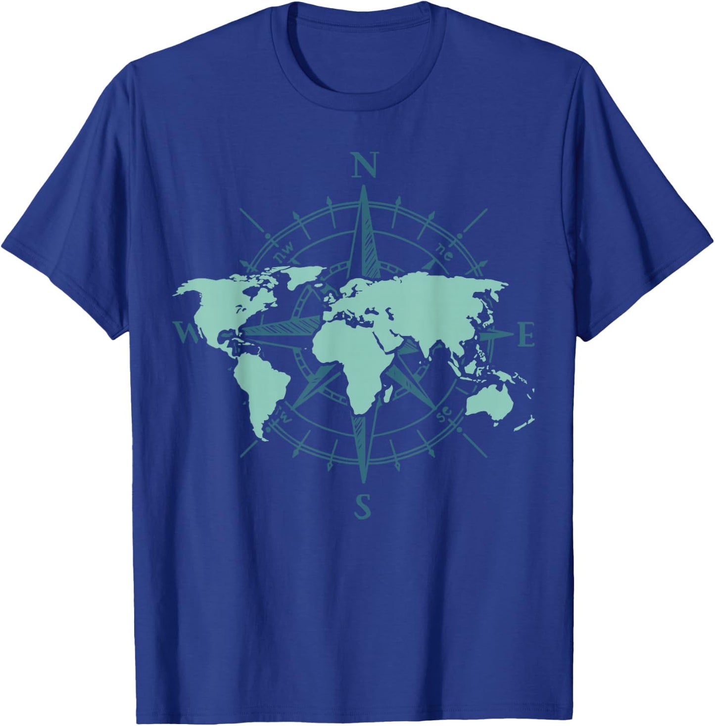 Cartography Traveler Travelling Compass World Map Small T-Shirt - T-Shirt | Royal