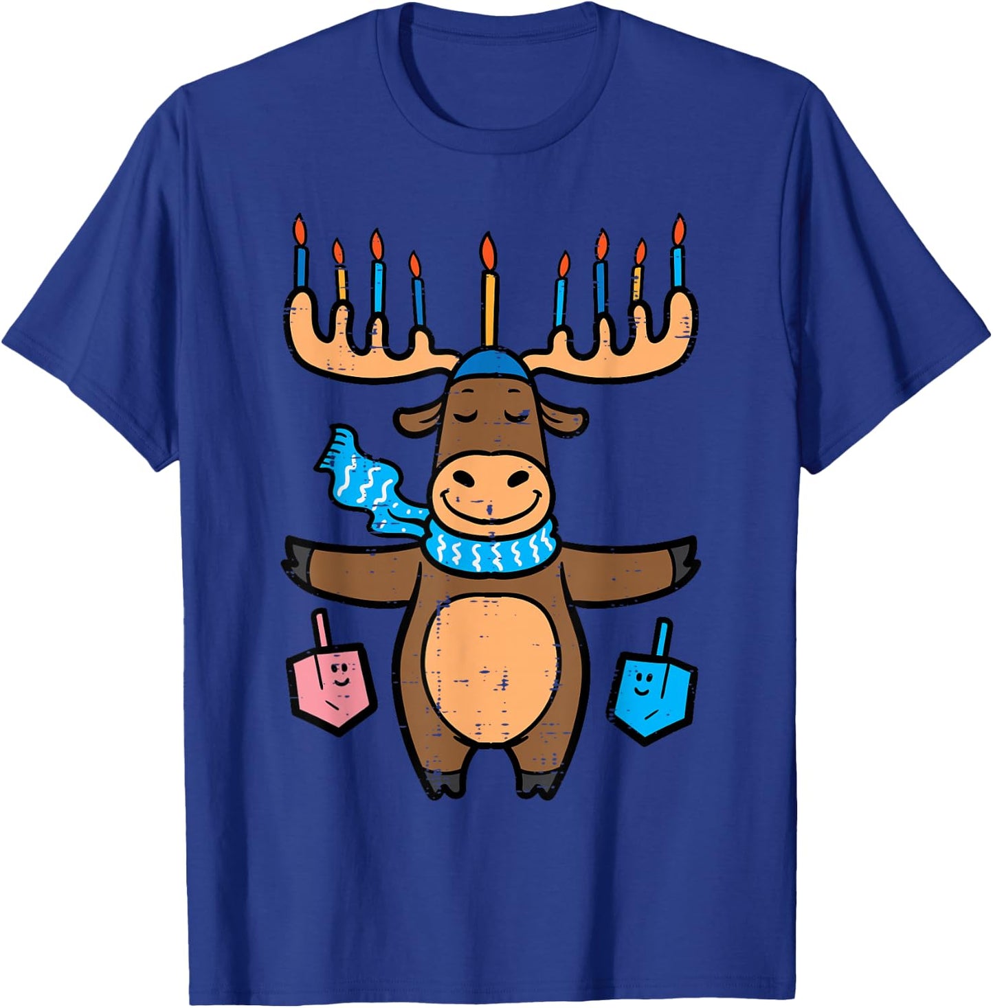 Hanukkah Moose Menorah Antler Chanukah Boys Kids Women Men T-Shirt - T-Shirt | Royal