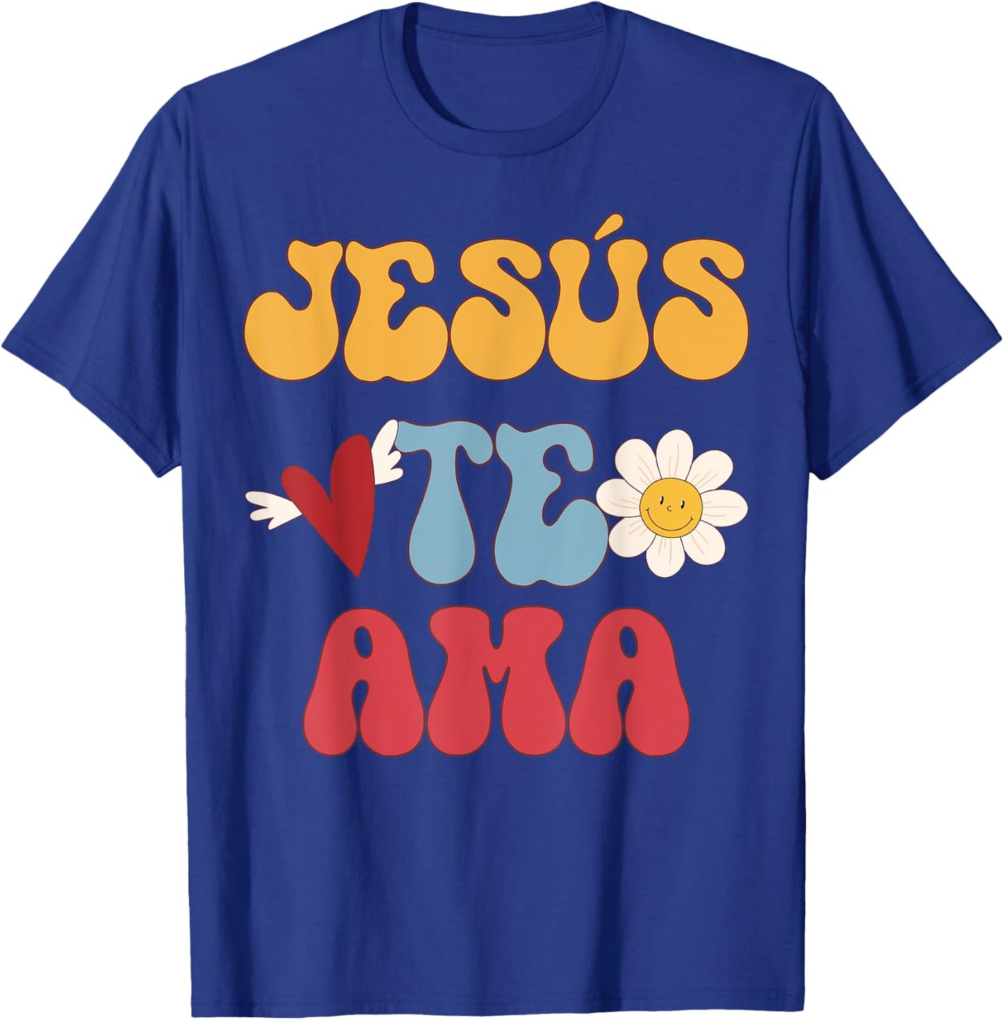 Groovy Spanish, Jesus Loves You Christian 70's Hippie T-Shirt - T-Shirt | Royal