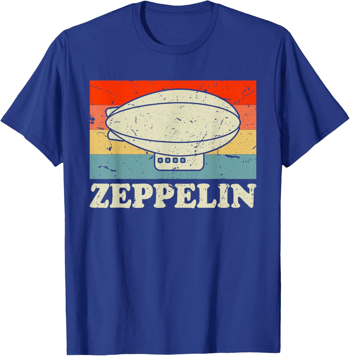 Zeppelin Retro Vintage Sunset 70s 80s Distressed Dirigible T-Shirt - T-Shirt | Royal
