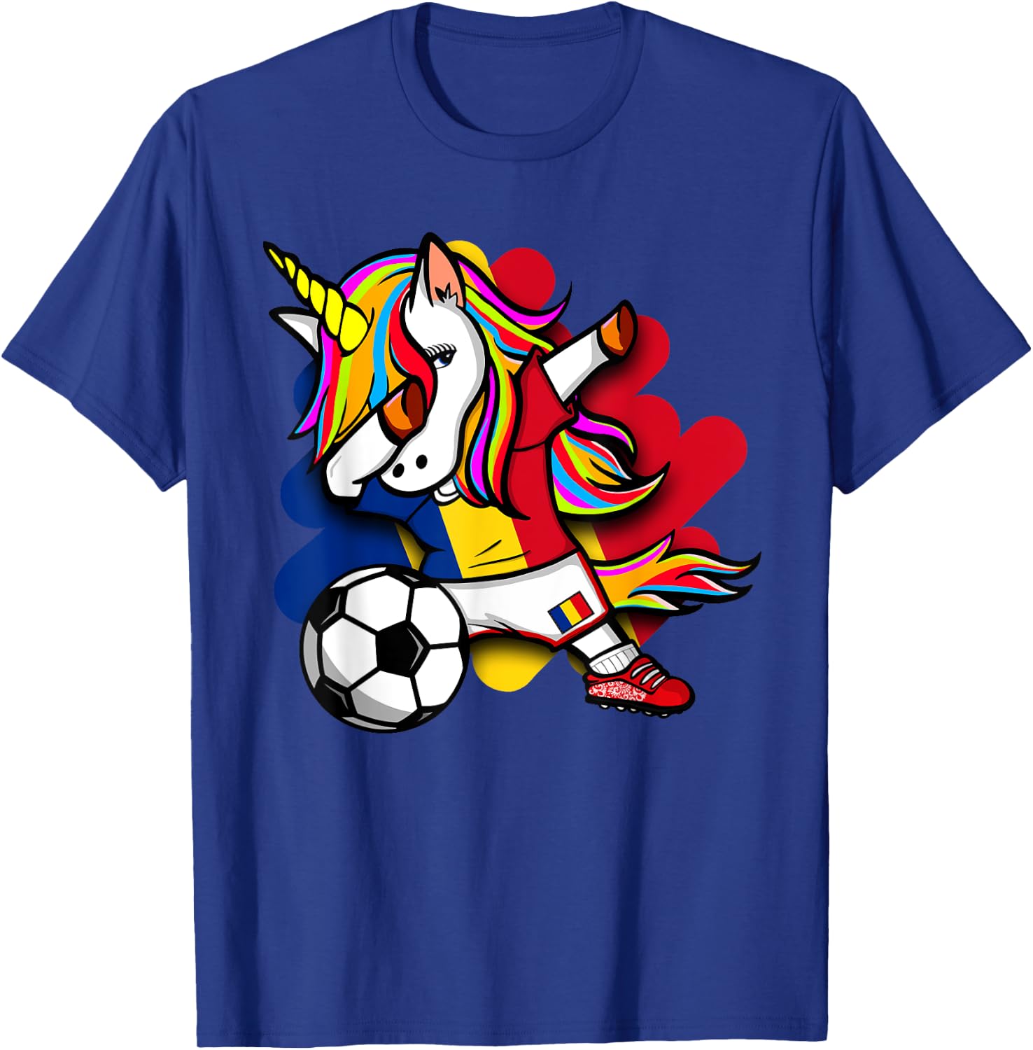 Dabbing Unicorn Romania Soccer Fans Jersey Romanian Football T-Shirt - T-Shirt | Royal
