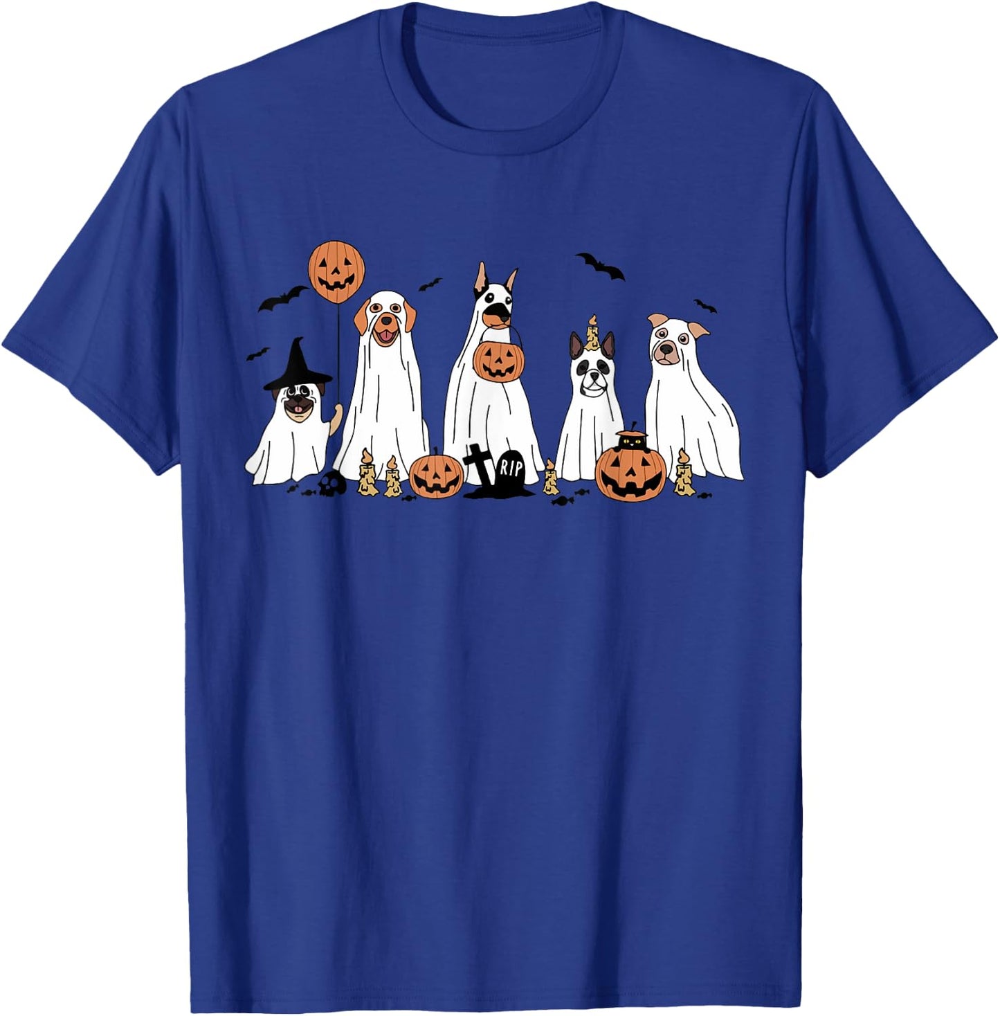 Funny Cute boo Spooky Dogs Luv Dressed as Ghosts T-Shirt - T-Shirt | Royal