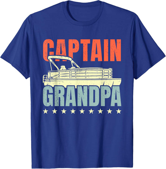 Grandpa Pontoon Boat Captain I Old Man Pontoon Boating T-Shirt - T-Shirt | Royal