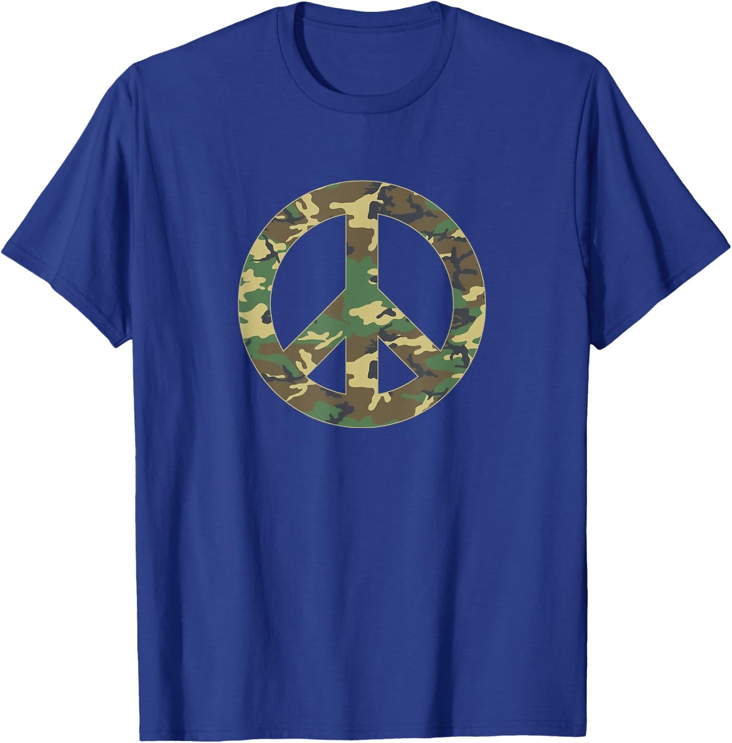 Camo Peace Sign Symbol Camouflage Women Adults T-Shirt - T-Shirt | Royal