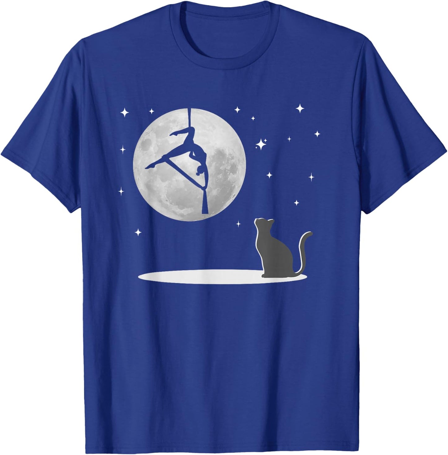 Fly Aerial Yoga Hammock Silks, Stars and Moon Cat, Cat Lover T-Shirt - T-Shirt | Royal