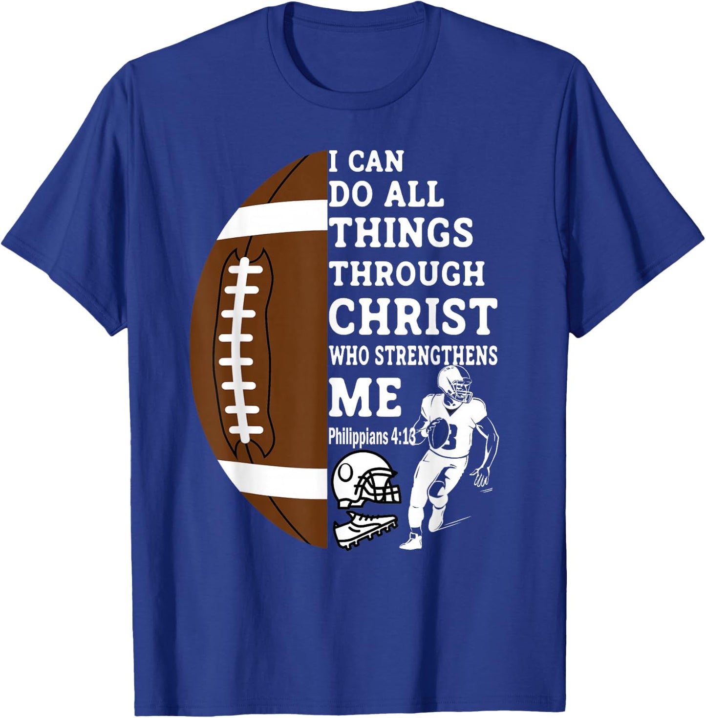 Motivational Bible Verse Christian Gifts Football T-Shirt - T-Shirt | Royal