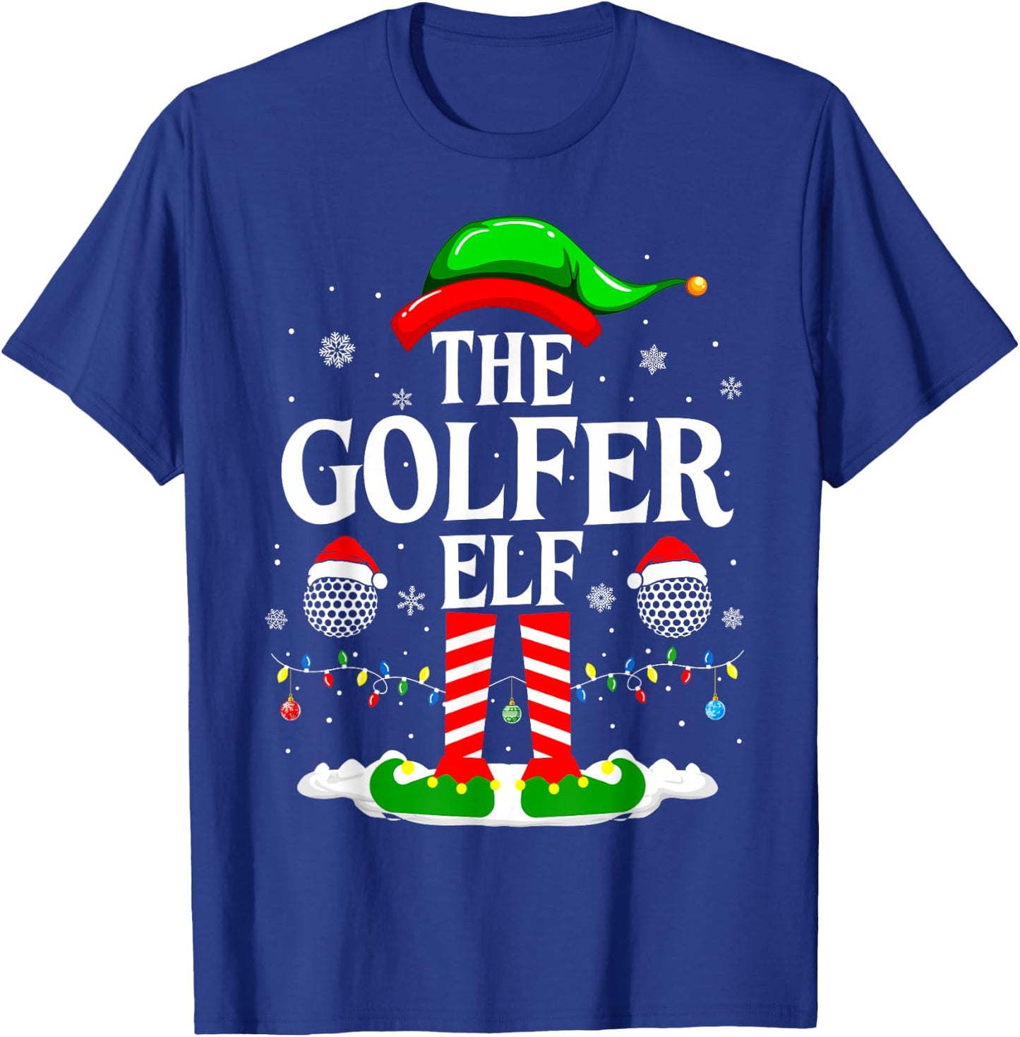 The Golfer Elf Funny Matching Xmas Golfing Christmas Golf T-Shirt - T-Shirt | Royal