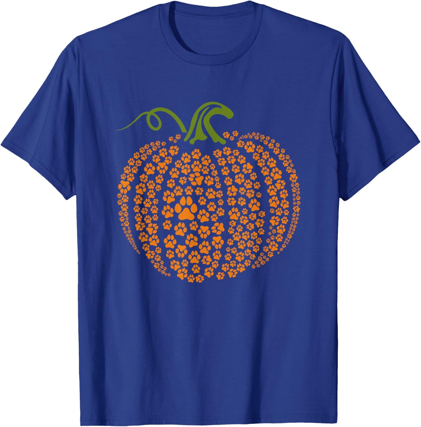 Pumpkin Dog Paw Print Lazy Halloween Costume Puppy Lover T-Shirt - T-Shirt | Royal