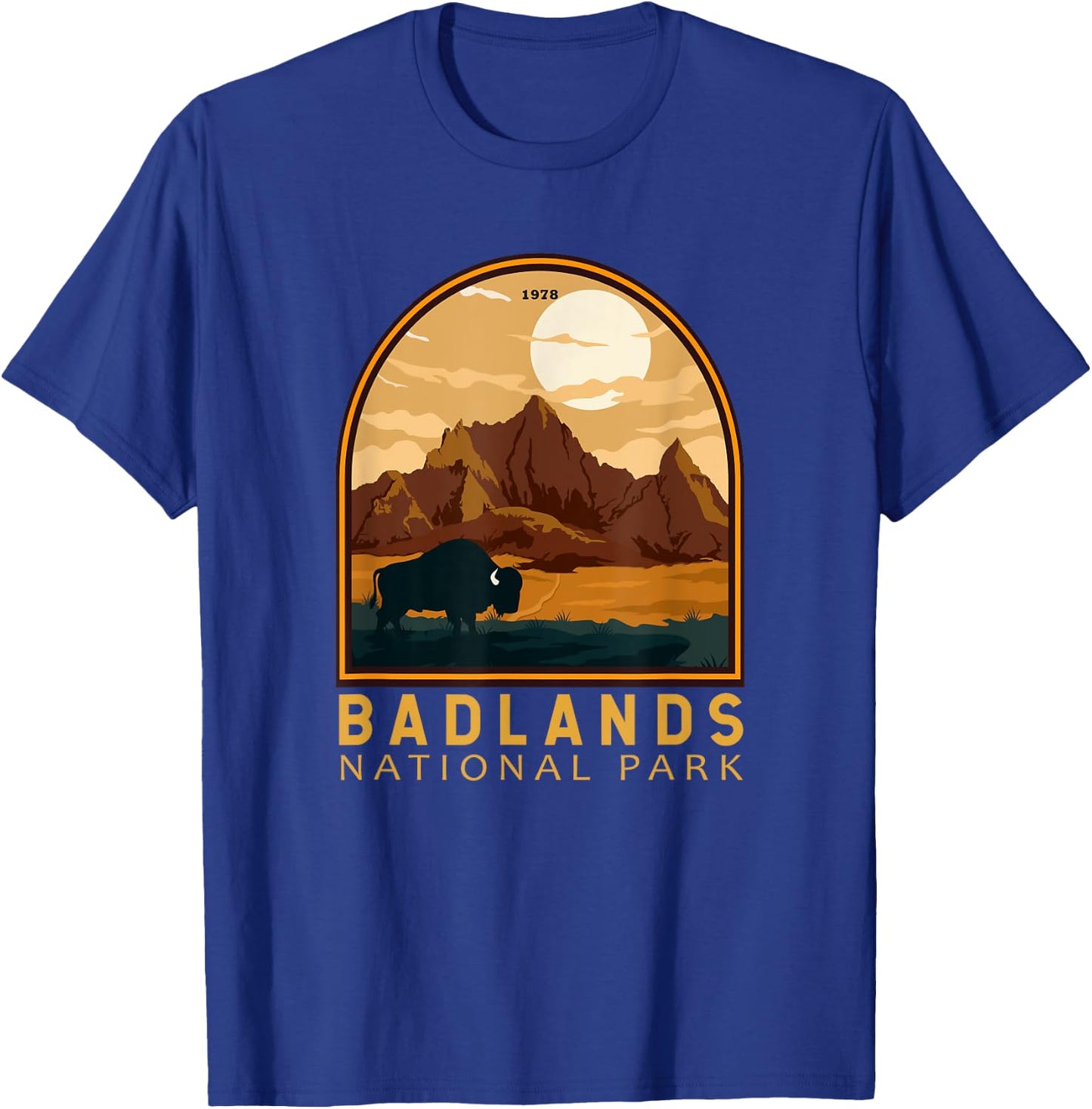 Badlands National Park South Dakota Vintage Emblem T-Shirt - T-Shirt | Royal