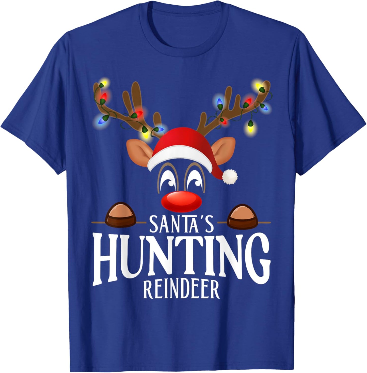Santa's Hunting Reindeer Funny XMas Matching PJS T-Shirt - T-Shirt | Royal